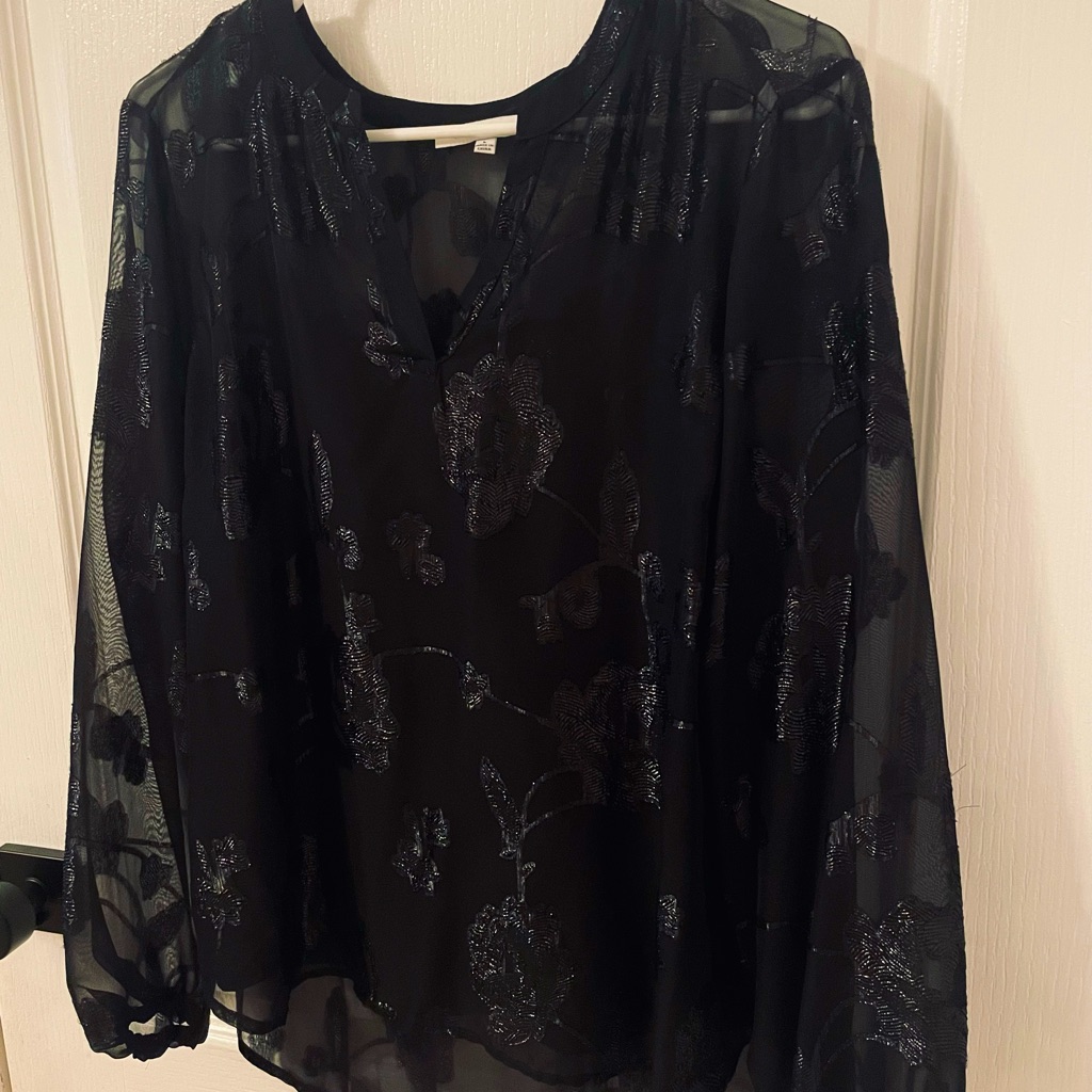 Rose + Olive Black Sheer Floral Top